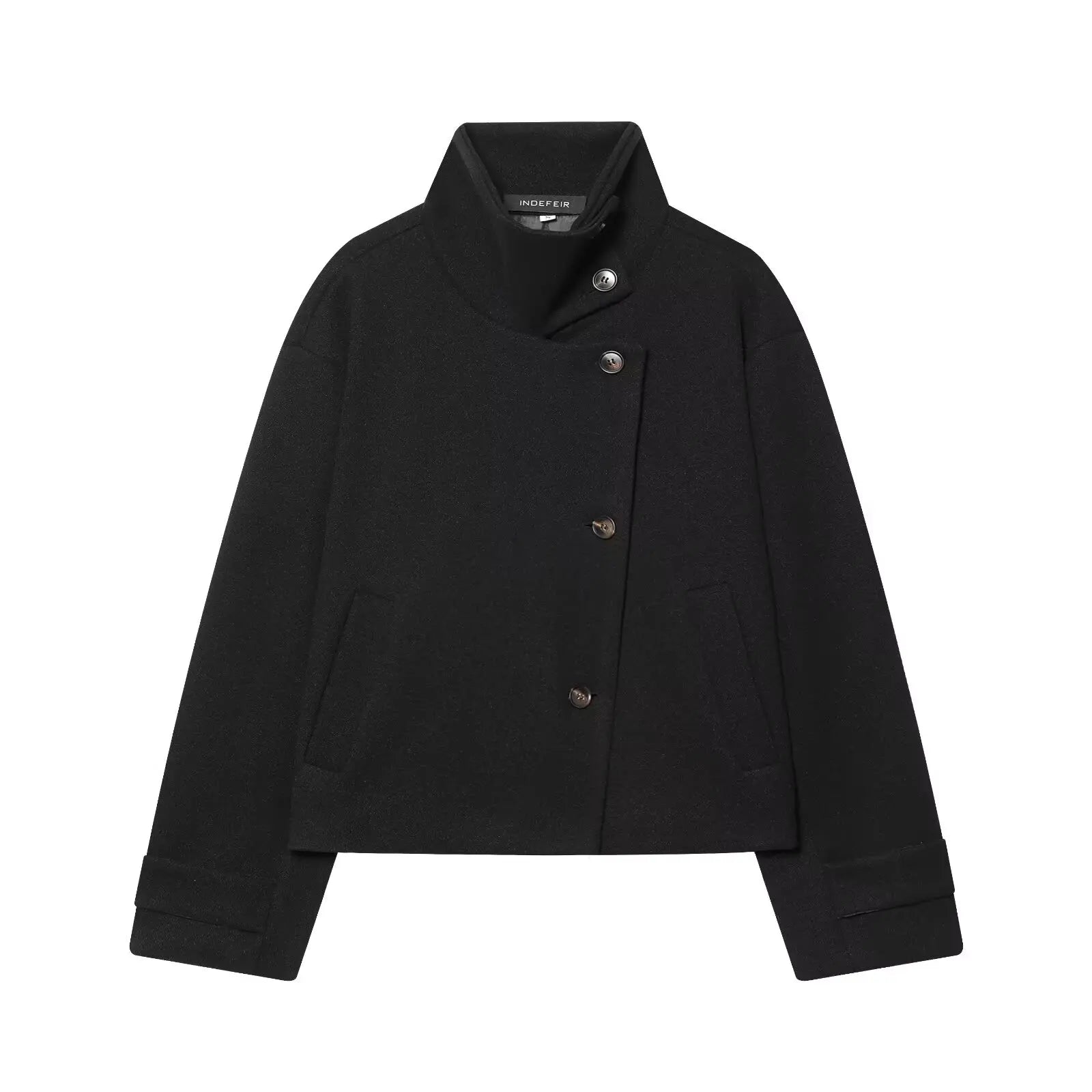 Zevity Women Vintage Stand Collar Breasted Long Sleeve Casual Woolen Coat Ladies Retro Long Sleeve Pockets Jacket Tops CT9506