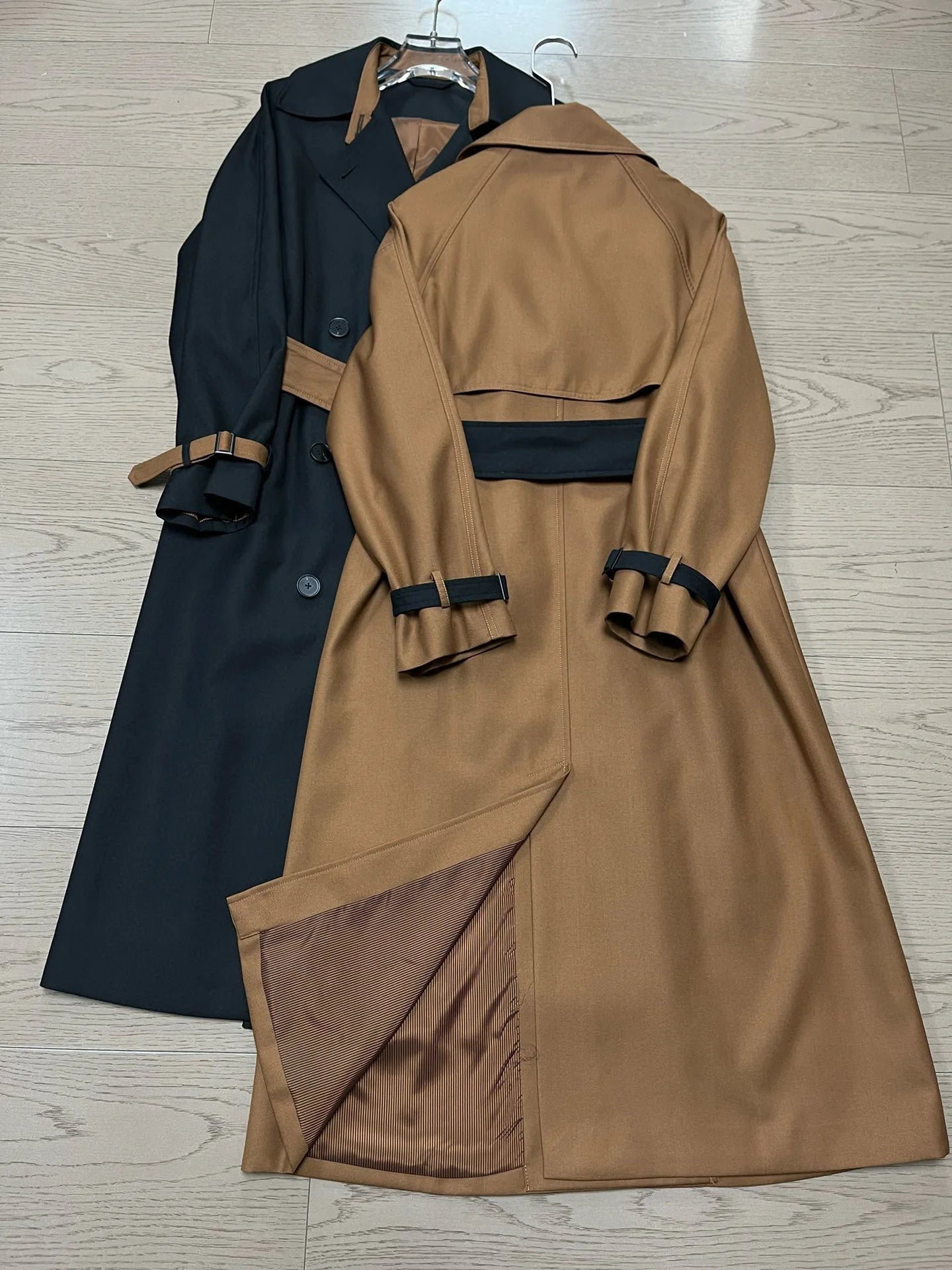 Autumn women's solid color mid-length trench coat