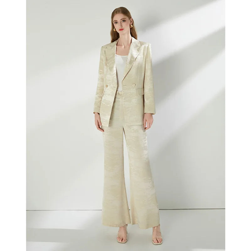 Luxury 2026 Spring Autumn Suits Coats Two Piece Set Women's Blazers Wide Legs Pants Sets Formal Occasions Matching Sets