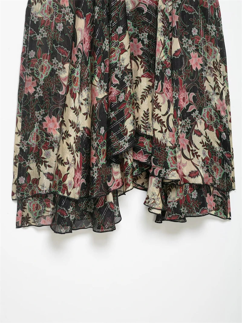 Women's Skirt 2026 New Fashion Spring Summer Floral Print Midi Skirt for Women Casual Chic Personality Female Skirt