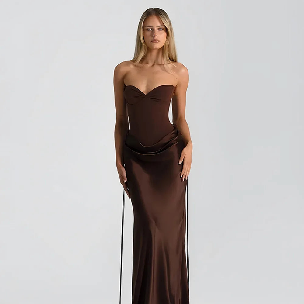 Sexy Off-shoulder Backless Wrap Maxi Dress Women Summer Patchwork Strapless Sleeveless Bodycon Club Party Long Dresses Clothes