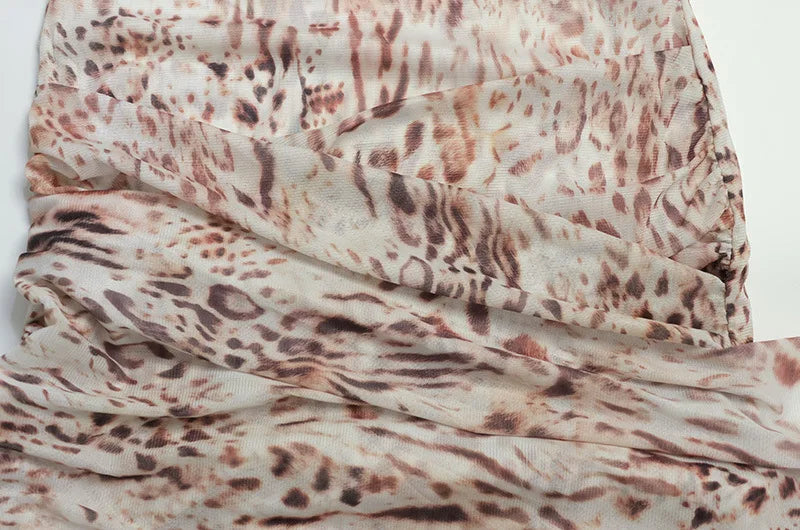 Sexy Sheer Leopard Print Bandage Dress Women Long Sleeve Turtleneck Mini Dress Lady 2026 Spring Summer Slim Party Club Dresses