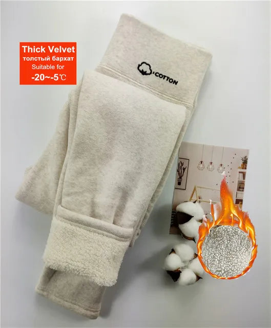 2024 Winter Thermal Leggings Women -15 ℃ Velvet Cotton Slim Tights Fleece Pants Stretch Thick Warm Skinny Leggings For Women