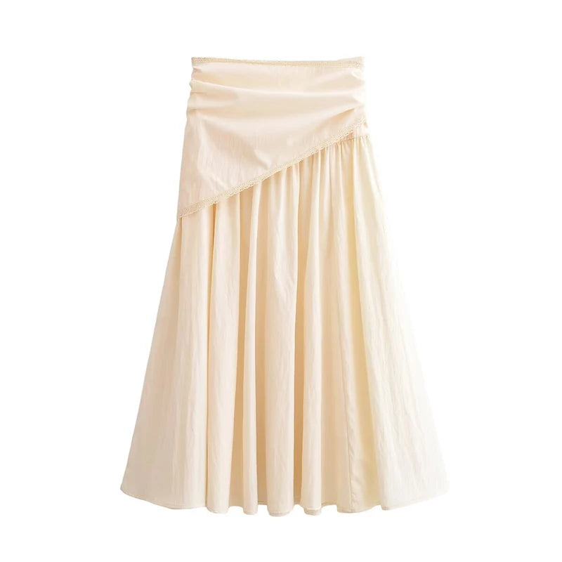 Women's Skirt 2026 New Fashion Spring Summer Beige Fluffy Scarf Midi Skirt for Women Casual Chic Personality Female Skirt