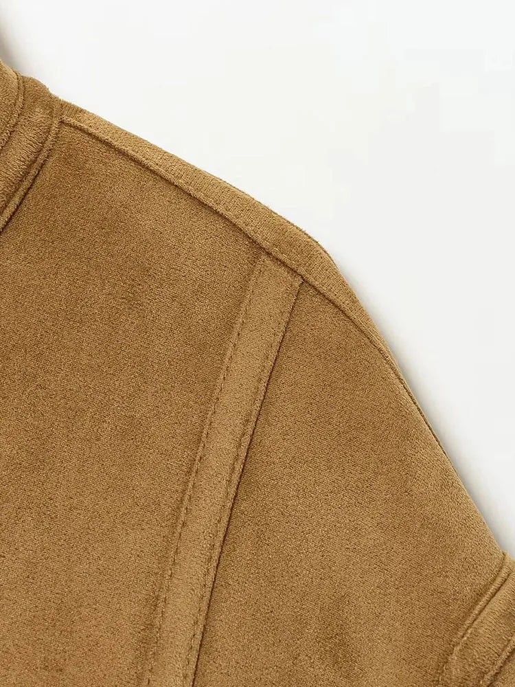 Women 2026 Double-Sided Wear Lamb Velvet Coat Women's Fashion Stand Collar Single Breasted Pocket Short Jacket Lady Outerwear