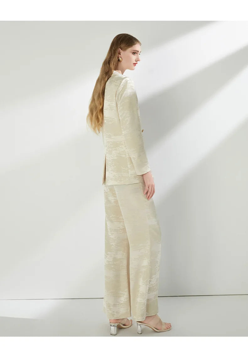 Luxury 2026 Spring Autumn Suits Coats Two Piece Set Women's Blazers Wide Legs Pants Sets Formal Occasions Matching Sets