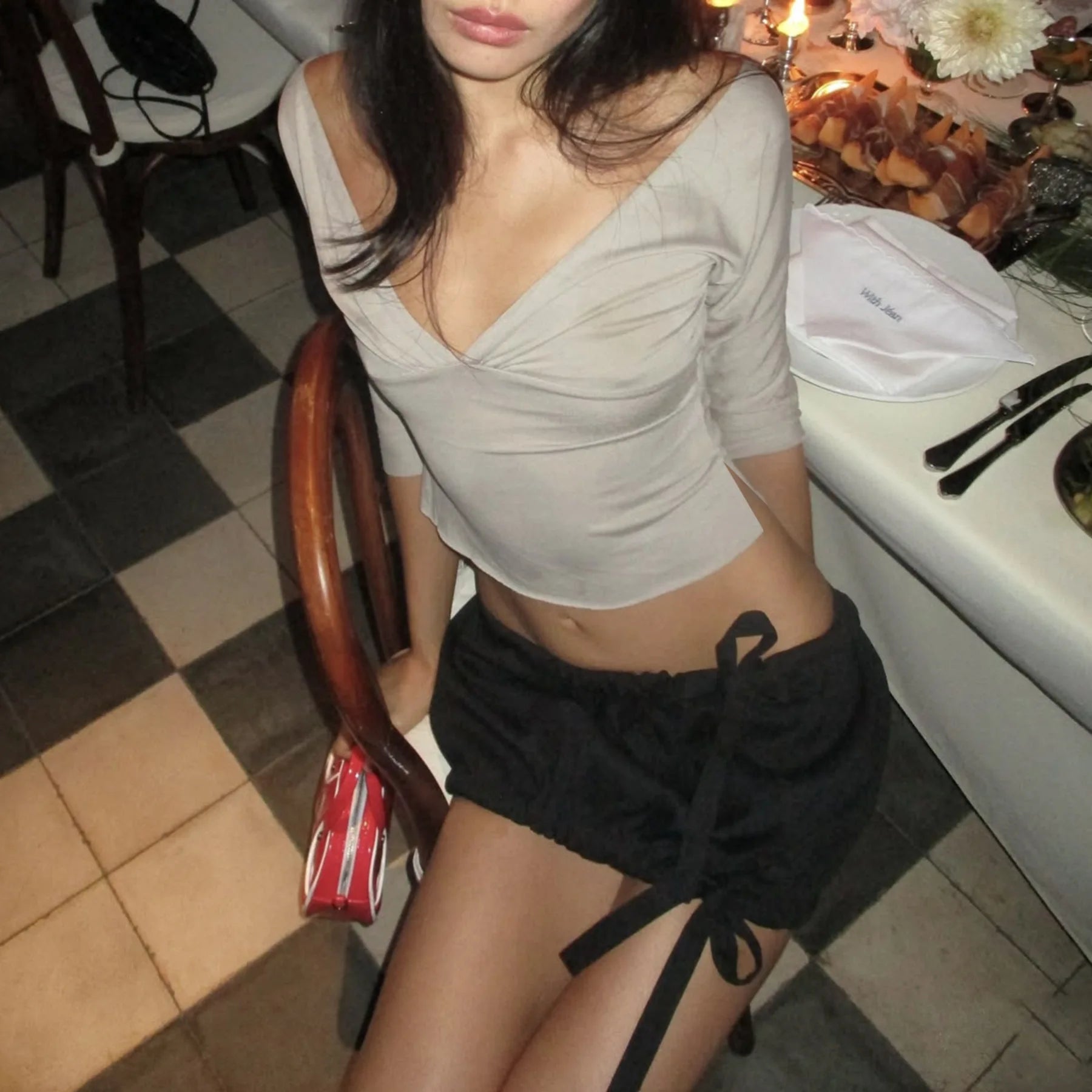 Sexy Deep V-Neck Half Sleeve T-Shirt Women Backless Split Slim Solid Tshirts 2026 Spring Summer Casual Pink Streetwear Crop Tops