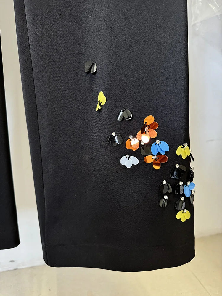 Luxury 2026 Spring Color Sequins Two Piece Matching Set Women's Full Sleeve Blazers Long Pants 2pcs Formal Occasions Suit Coats