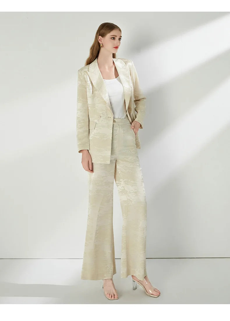 Luxury 2026 Spring Autumn Suits Coats Two Piece Set Women's Blazers Wide Legs Pants Sets Formal Occasions Matching Sets