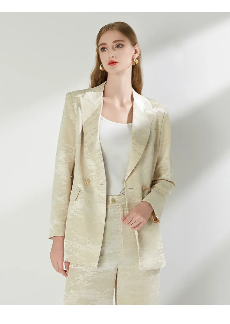 Luxury 2026 Spring Autumn Suits Coats Two Piece Set Women's Blazers Wide Legs Pants Sets Formal Occasions Matching Sets