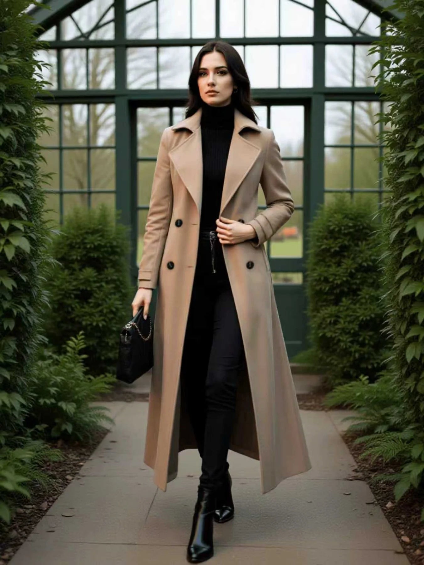 Women's Thickened Double-Breasted Wool Trench Coat Autumn Winter Fashion Item Gentle Temperament Winter Outfit Trench Coat